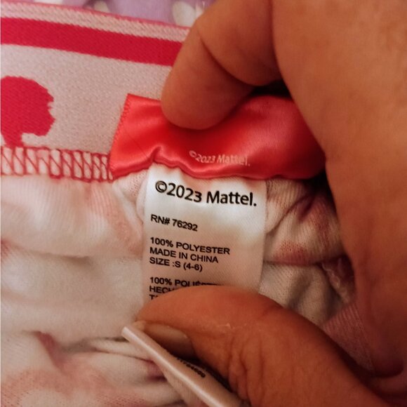 Barbie Pink Lounge Pants, Half Pink, half white, Sz S (4-6), Mid Rise, Used - Picture 6 of 7